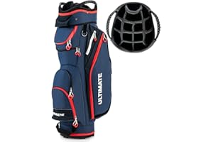 COSTWAY Bolsa de Golf para Carro, Ligera,14 Divisores, 8 Bolsillos, Capucha para la Lluvia, Correa para el Hombro, Bolsa Térmica para Bebidas, Ideal Hombres y Mujeres (azul)