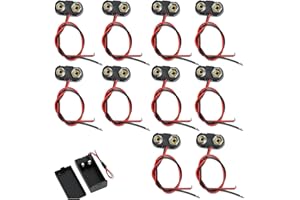 QXINQ 10 Pcs 9v Battery Connector, Battery Clip for Connection Cable LED Strip Connector Buckle Plastic Housing, T-Type (Black)