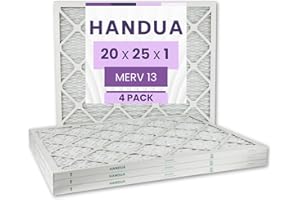 Handua 20x25x1 Air Filter MERV 13, Plated Furnace AC Air Replacement Filter, 4 Pack (Actual Size: 19.75" x 24.75" x 0.75")
