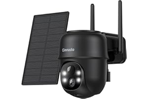 Cinnado Camera Surveillance WiFi Exterieure sans Fil - 2K Camera Exterieur sans Fil avec Panneau Solaire, 360° PTZ, Alerte Instantanée PIR, Vision Nocturne Couleur, Audio Bidirectionnel, B6 (Noire)