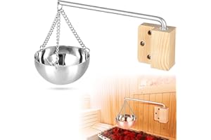 WOOLUCK Miska aromatyzująca do sauny, 350 ml, ze stali nierdzewnej, z akcesoriami, do spa, sauny, parownika, wisząca, filiżanka, olejki eteryczne, do sauny, akcesoria do pomieszczeń