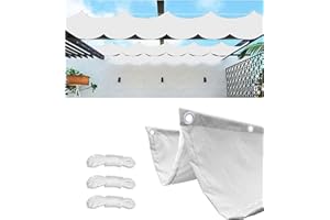 WOACE Sun Shade Sail Retractable Wave Waterproof Rectangle 1x6M(WxL) Shade Cloth Waterproof Outdoor Garden Patio Sunscreen Awning Canopy 95% UV Block with Rope for Outdoors Garden Patio White