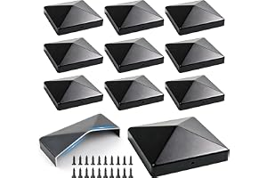 4x4 Post Caps Zinc Steel‌ Black, Fence Post Cap, Deck Post Caps for Wooden Posts Fence Posts Pillars Railings Steel Pipes Pro