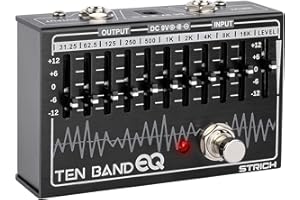 STRICH EQ Pedal para Guitarra Eléctrica, Ecualizador 10 Bandas (31,25 Hz–16 kHz), ±12 dB Ganancia/Atenuación por banda, compatible con Guitarra y Bajo