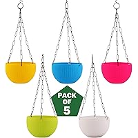 Leafy Tales Cane Basket, Plastic Hanging Pot, Multicolour, 17 x 12 x 32 cm, 5 Pieces