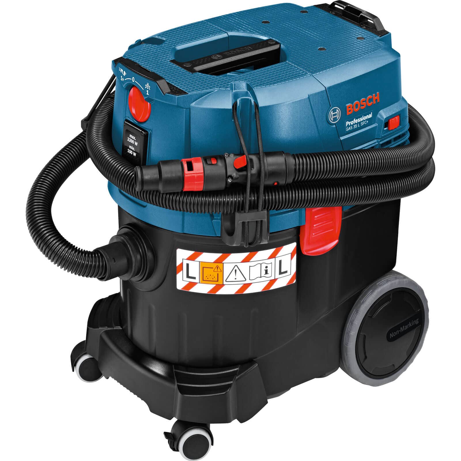 Bosch GAS 35 L SFC+ Heavy Duty Corded Electric Vacuum Cleaner, 1,200W, â€Ž35 l Vol, 254 mbar, Click & Clean System, 11.6 kg + 1 Year Warranty