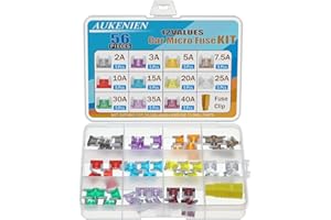 AUKENIEN Micro Bezpieczniki Samochodowe Zestaw 2A 3A 5A 7.5A 10A 15A 20A 25A 30A 35A 40A 12V Samochodowy do Motocykla Samochodu Caravan Camper