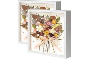 Muzilife Cornice portafoto 3D da riempire, 2 pezzi, colore bianco, 25 x 25 cm, cornice in legno, cornice per oggetti Shadow Box con vetro, perfetta per il fai da te e come regalo per la famiglia e gli