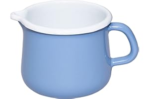 Riess Classic Nature Blue 0671-128 garnek z dziobem wykonany z emalii, nadaje się do wszystkich rodzajów kuchenek, średnica: 10 cm, pojemność: 0,75 l