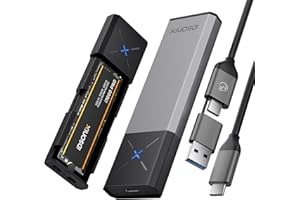 iDSOniX Carcasa SSD M.2 NVMe SATA Adaptador[Sin Herramientas][Aluminio], Caja SSD USB 3.2 Gen2 con UASP&Trim, 10 Gbps NVMe PCIe y 6 Gbps AHCI SATA/NGFF, Compatible con M/B+M Key Samsung Crucial WD