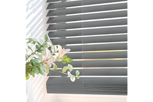 Persianas Venecianas de Vinilo PVC con cordón autobloqueo, Soportes Ocultos y Fácil Instalación Montaje en Pared o Techo. Persiana Veneciana y estores enrollables STORESDECO Gris 105x160 cm