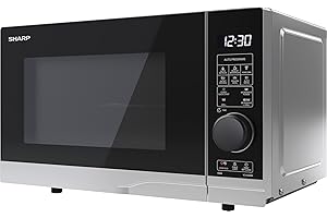 Sharp Mikrowelle YC-PG204AE-S mit Quarzgrill 20L, Silber, 700W Mikrowelle, 900W Grill, Halb-digitale Steuerung