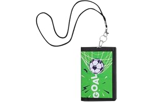 LANCRY Portafoglio per bambini per ragazzi e ragazze, portafoglio con cordino e cerniera, Calcio, 3,2 x 4,7 pouces, Contemporaneo