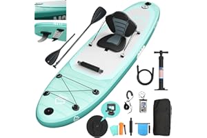 JUMMICO Stand Up Paddling Board, 320 cm x 80 cm x 15 cm, Planche de Sup Gonflable, Stand Up Paddle 2-en-1 avec siège de Kayak, Protection réglable Contre Les Rayures et Accessoires, jusqu'à 160 kg