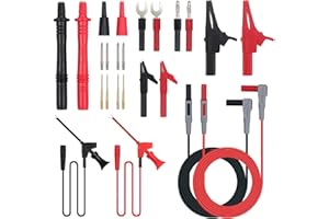 Proster Zestaw przewodów pomiarowych do multimetru Kabel do multimetru z 8 sondami krokodylkowymi i wtykami bananowymi do multimetru cęgowego