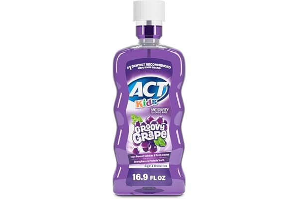 ACT Correcteur de Posture Dos Épaules pour Hommes et Femmes, Rinçage Anticavité Sans Alcool, Groovy Grape, Bain de Bouche, Sans Alcool