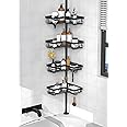 Kegii Telescopic Shower Caddy Corner Shower Shelf Bathroom Corner Storage Black