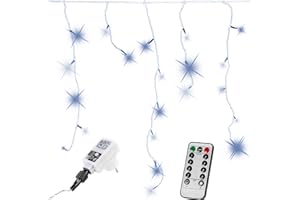 VOLTRONIC Guirlande lumineuse pluie de glace, intérieur et extérieur, IP44, choix de la taille et de la couleur, 600 LED, blanc froid, télécommande