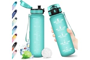 KOLLYKOLLA Borraccia 500ml, Bottiglia con Marcatori Temporali, Borraccia con Filtro, Bottiglia Acqua Riutilizzabile, Borraccia senza BPA, A Prova di Perdite, Borraccia per Bambini, Scuola, Ufficio, Sport