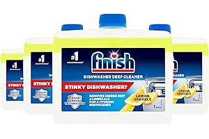 Finish, Dishwasher Cleaner, Lemon Sparkle, 1.0L Bulk (250ml x 4 pck), Removes Grease and Limescale, Fights Odour for a Cleaner Hygienic Dishwasher Machine