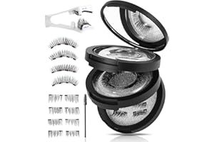 Hixava Pestañas Magneticas,4 pares de Pestañas Postizas Magnéticas Pestañas Magnéticas Sin Pegamento Reutilizables Magnetic Eyelashes Natural Pestañas Magnéticas Adecuadas para el Maquillaje Diario