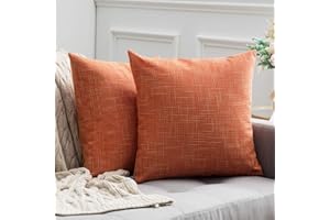 MIULEE Kissenbezüge Kissenhülle Dekokissen Leinen-Optik Dekorative Kissenbezug Sofakissen Couchkissen Deko Kreuz mit Verstecktem Reißverschluss für Sofa Schlafzimmer 2er Set 40x40 cm Orange