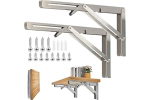 DUNSOO Staffe per Mensole Pesanti Pieghevole 400mm, Reggimensola a Scomparsa in 2 Pezzi in Acciaio Inossidabile Caricabile 150 kg, Staffa Mensola per Cucina, Garage Ecc. Salvaspazio