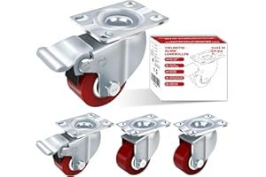 INSEKTEN SCHRÖTER 4 Industrierollen 50mm Schwerlastrollen 1000kg Leise PU Platte Lenkrollen mit Bremse Stahlbügel für Werks transport Straßenbahn Werkbank (2 zoll)