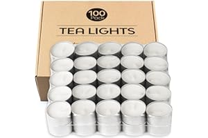 NEVILAND 8 Hour Tea Light Candles 100 Pack Long Burning Time Unscented White