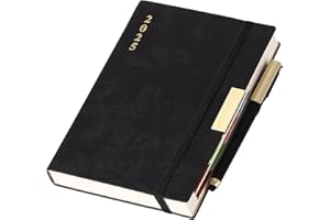DONFULFIP 2025 Diary A5 Page a Day,Diary 2025 from Jan to Dec,Full Year Planner 2025,Hardcover Daily Planner with Colorful Monthly Tabs,Pen,Pen Loop, Inner Pocket, Bookmarks (Black)