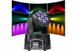 ZKYMZL Moving Head Light 7x12W LED RGBW (4 in 1) Color Lighting Effect 9/14 CH by DMX Control for DJ Show Bar Party Wedding Disco KTV