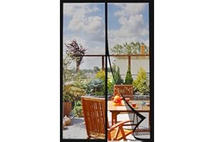 DIKER Magnetyczna moskitiera do drzwi 90x220cm, moskitiera przeciw muchom z magnesem, moskitiery magnetyczne drzwi, siatka przeciw owadom do drzwi przesuwnych, czarna