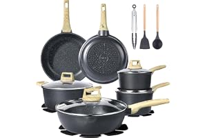 GiPP 18 delars Köksredskapsset, Keramisk Non-Stick Beläggning | Induktionskompatibelt & Ugnsäkert, passar alla spisar(Svart,1