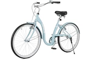 Viribus Beach Cruiser Bike for Women, Single Speed Womens Bike with Adjustable Seat Cruiser Handlebar, Low Step Through Frame, Dual V Brakes, City Commute Bike for Adults Women