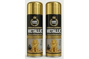 HitlineUK 2 x Metallic Shimmering Gold Spray Paint Interior & Exterior Aerosol Can 400ml