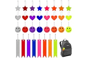 Pendentifs Réfléchissant de Sécurité,32 Pieces Porte-Clés Réflecteur,Réflecteur de Sécurité,Pendentif Réfléchissant de Nuit,Pendentif Réflecteur pour Cartable Veste Sac à Dos Vélo Marche Poussette
