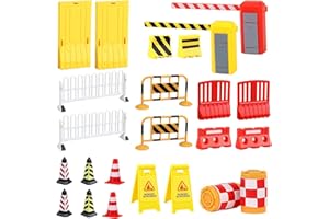KRISFD Jouets Éducatifs Pour Enfants Panneaux De Signalisation 24 Pièces Boîte À Outils Miniature Jardin Accessoires De Lutin Pour Chantier De Construction Panneau De Signalisation Routière Barricade Enfant