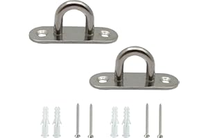 CRLLDPM Set da 2 pezzi Oblong Pad Eye Plate, 304 in acciaio inox Marine Hardware Staple Hook Loop, Eye Hook Piastra di ancoraggio a parete