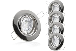 ‎TRENDLIGHTS24 trendlights24 Decora Decken Einbaustrahler flach 35 mm 230V 5er Set - LED Spots je 5W Neutralweiß 400lm austauschbar Chrom glänzend schwenkbar 68 mm
