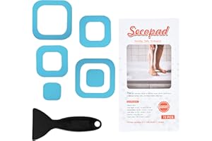 Secopad - 72 adesivi antiscivolo, con scolpiture, per vasche da bagno e docce, con raschietto (Blu)