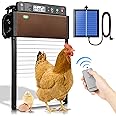 Komsepor Automatic Chicken Coop Door, LCD Display Added - Timable Door Opening and Closing Aluminum Chicken coop Door, Solar Powered, with Light Sensor, Remote Control, for Poultry (Brown)