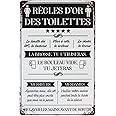 Panneau Vintage En Métal – Les Règles Des Toilettes – 20x30cm – Décoration Humour