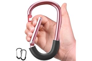 SURDOCA Crochets de Poussette pour Maman, Clips de Poussette pour Suspendre le Sac et les Courses, Accessoires de Poussette, Tout Rose 2pc