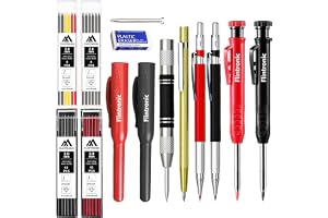 flintronic 14-pack snickarpennset med pennvässare, mekaniska snickarpennor med 40 påfyllningar, automatisk mittpunch, karbidskribverktyg, kraftig konstruktionspenna för arkitektur