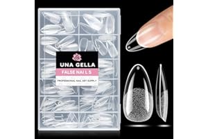 UNA GELLA Mandel Nail Tips, 216 Stück 12 Größen Nageltips für Gelnägel Acrylic Soft Gel Nail Tip für Volle Abdeckung Von Acryl Nägel Französische Nail Tips für Nagelkunst, Heimwerker Nagelstudio