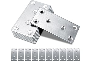 Gorffy 10 Stück Flachverbinder, 80 × 40 × 1.75mm Lochplatte Holzverbinder, Flachverbinder Edelstahl, Flachwinkel für Verbinder, Edelstahl Silber Verbindungsplatte