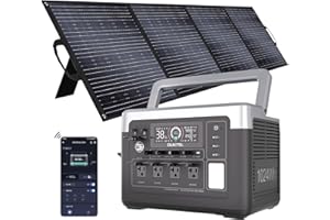 YOYOSCX P1000 PLUS Centrale elettrica portatile 1800W/1024Wh con pannello solare da 200W, generatore solare, LiFePO4 con 4 prese CA (picco 3600W), centrale elettrica portatile per campeggio, camper,