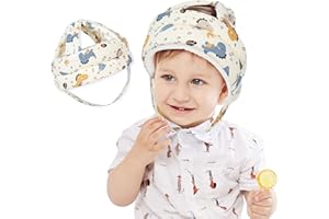 JUNUNDJING Caschetto Primi Passi, Casco Per Bambini da 6 a 36 Mesi, Primi Passi Per Bambini, Bambini Neonati, Casco Neonato, Dinosauro blu