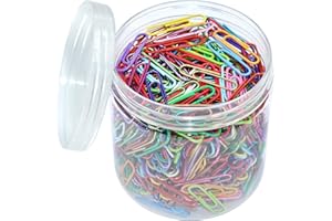 OKVGO - Lot de 500 trombones colorés avec boîte en plastique pour papeterie de bureau, 33 mm, multicolore (20 couleurs)