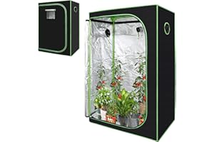 Daromigo Grow Tent 600D Oxford Grow Box 120 x 60 x 180 cm, impermeabile e resistente alla luce per piante domestiche, per coltivazione in ambienti interni, ariosa, colore nero e verde